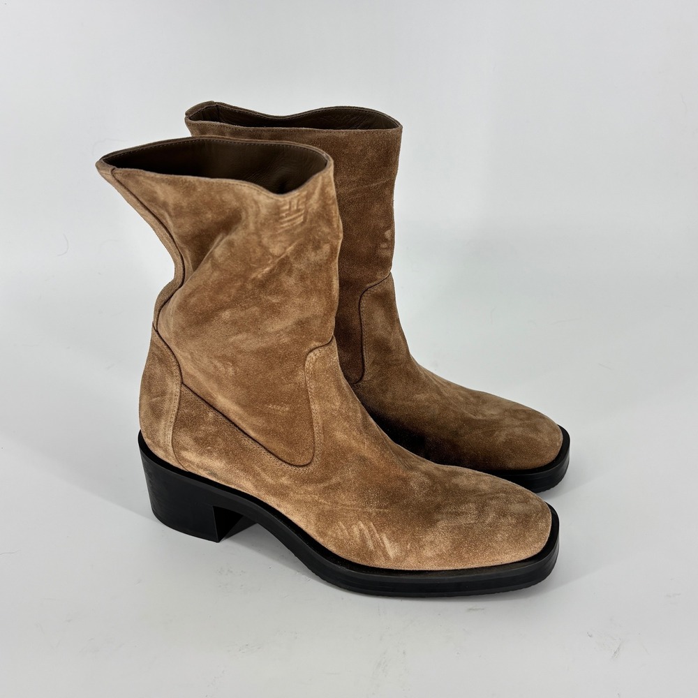 Stuart Weitzman Kaia Sport Suede Booties Hickory Women Size 7.5 Square Toe Ankle